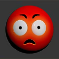 Red Angry Emoji Face With Large Eyes And Frowning Mouth On Gray Background
