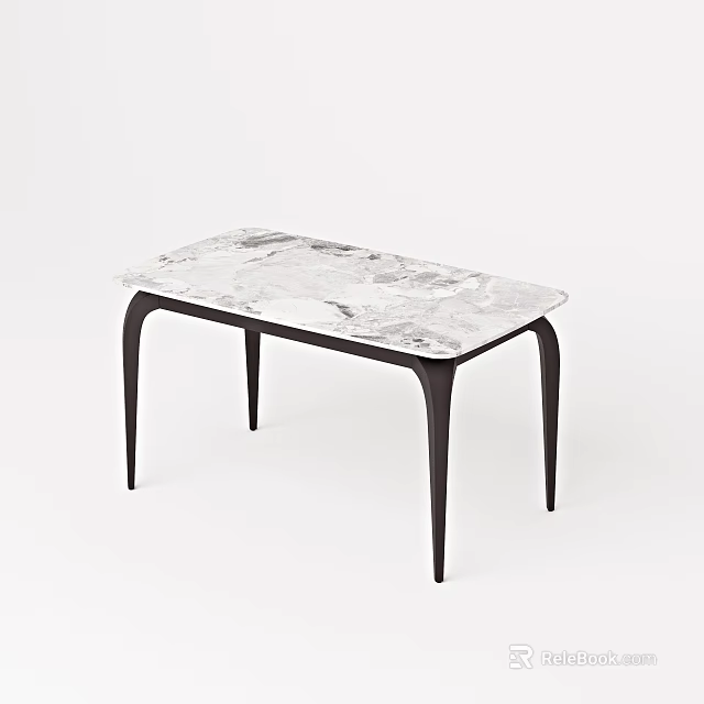 Elegant Modern Dining Table With Sleek Marble Tabletop And Black Legs 3d model