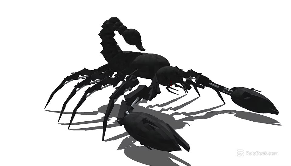 Black Electric Toy Scorpion With Realistic Pincers Tail And Red Eyes 3d model 
