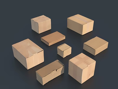 Various Sizes Brown Cardboard Boxes for Packaging and Storage Needs 3d model