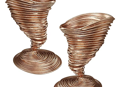 Two Piece Copper Colored Spiral Decorative Ornament Set For Home Decor Accents 3d model