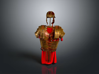 Golden Decorative Living Supplies With Red Accents For Modern Home Use 3d model