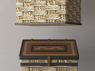 Elegant Woven Decorative Ornament Set With Textured Boxes And Stylish Design 3d model