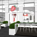 Modern Milk Tea Shop Exterior With Glass Facade Outdoor Seating And Green Plants