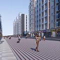 Vibrant Modern Commercial Complex With Busy Pedestrian Street And Retail Stores