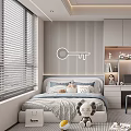 Cozy Kids Room With Bed Pillows Desk Chair Books Toys And Key Decor