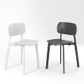 Modern Single Chair Design With White And Black Perforated Backrest And Simple Structure 3d model