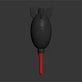 Abstract Black Sculpture Carving With Red Base And Detailed Top Structures