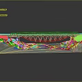 Detailed Green Bridge Model Spanning Canyon With Blue Water And Rocky Mountainsides