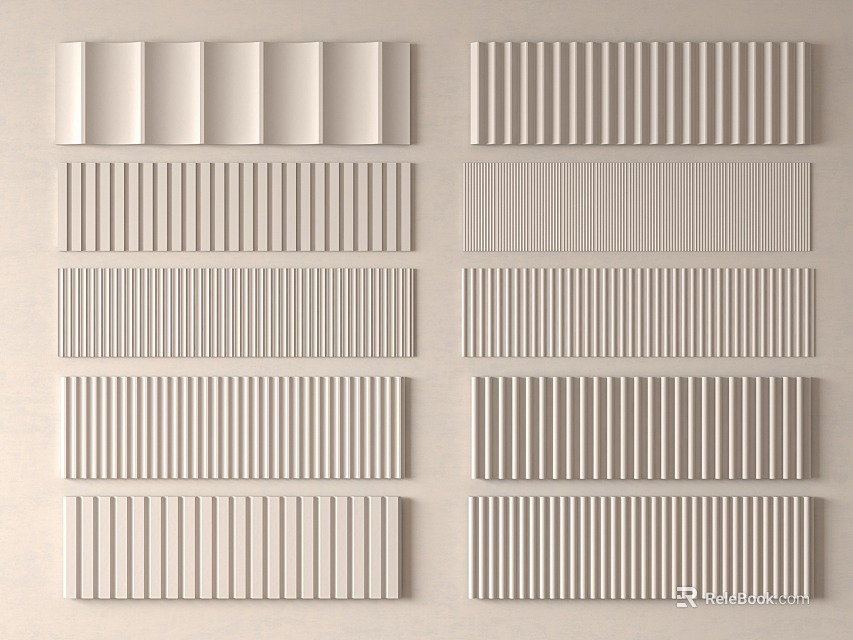 Modern Interior Wall Paneling with Various Textured Patterns and Decorative Styles 3d model 