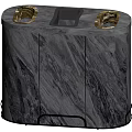 Gray Marble Texture Trash Bin With Three Compartments For Waste Management