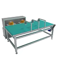 Industrial Processing Machine With Green Workbench And Silver Metal Frame