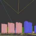 High Rise Residential Buildings Modern Exterior Design With Trees Flowers Along Road And Cars