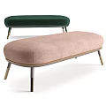 Modern Upholstered Ottoman Bench With Fabric Cover And Metal Legs In Multiple Colors