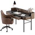 Home office wooden and black desk office furniture 292 3d model