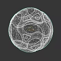 Detailed Gray Sphere 3D Rendering With Textured Surface And Orange Highlights