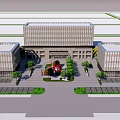 Modern Office Building Complex With Central Courtyard And Landscaped Garden Design