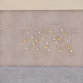 Star Shaped Hanging Decorative Lights Illuminated In Modern Room With Concrete Wall