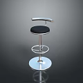 Modern Bar Stool With Black Seat Silver Metal Frame And Footrest