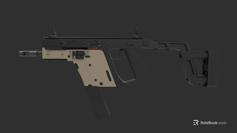 Modern Tactical Rifle With Black And Beige Components Modular Design Rail System And Ergonomic Grip 3d model 