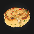 Golden Savory Pancake With Fresh Cilantro Red Chili Flakes And Green Onions