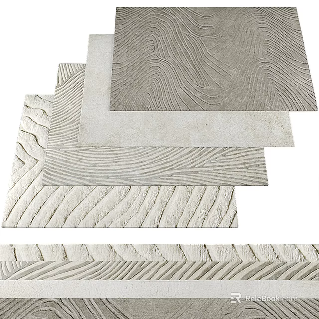 Square Rugs With Various Textured Patterns And Neutral Tones For Modern Home Decor 3d model