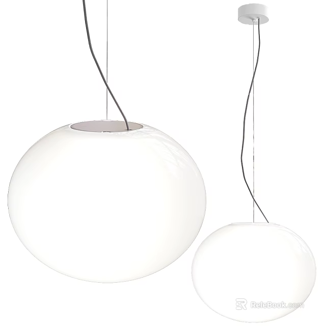 Modern White Globe Pendant Lights With Sleek Design And Suspended Cords 3d model 
