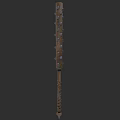 Wooden Spiked Mace Weapon Featuring Metal Spikes And Carved Handle Design