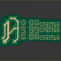 Computer Printed Circuit Board With Green Substrate Orange Wiring And Precision Layout 3d model