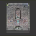 Decorative Household Brick Mini Fireplace Model With Arch Opening And Green Plants
