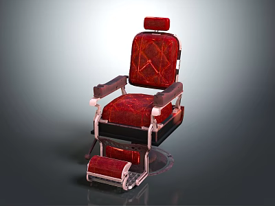 Red Diamond Stitched Massage Chair With Ergonomic Armrests And Footrest 3d model