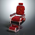 Red Diamond Stitched Massage Chair With Ergonomic Armrests And Footrest