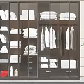 Modern Wardrobe Design With Glass Doors Featuring Folded Clothes Hanging Garments And Storage Drawers