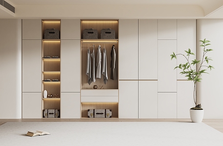 Modern Wardrobe Modern Cream Style Wardrobe Modern Bedroom Wardrobe Cloakroom Wardrobe Finished Wardrobe 3d model