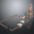 Tower defense sentry tower air defense watchtower observatory tower loft 3d model
