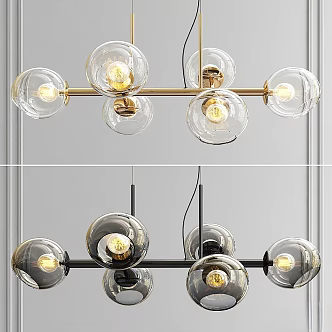 chandelier staggered lamp glass ball chandelier 3d model