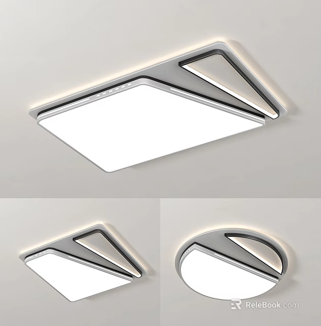 Modern Sleek Ceiling Light With Geometric Design LED Illumination And Multiple Shapes 3d model 