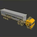 Container Truck Model With Yellow Cab And White Container On Reflective Surface 3d model