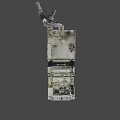 Beige Military Truck With Large Cargo Body And Multiple Rugged Wheels
