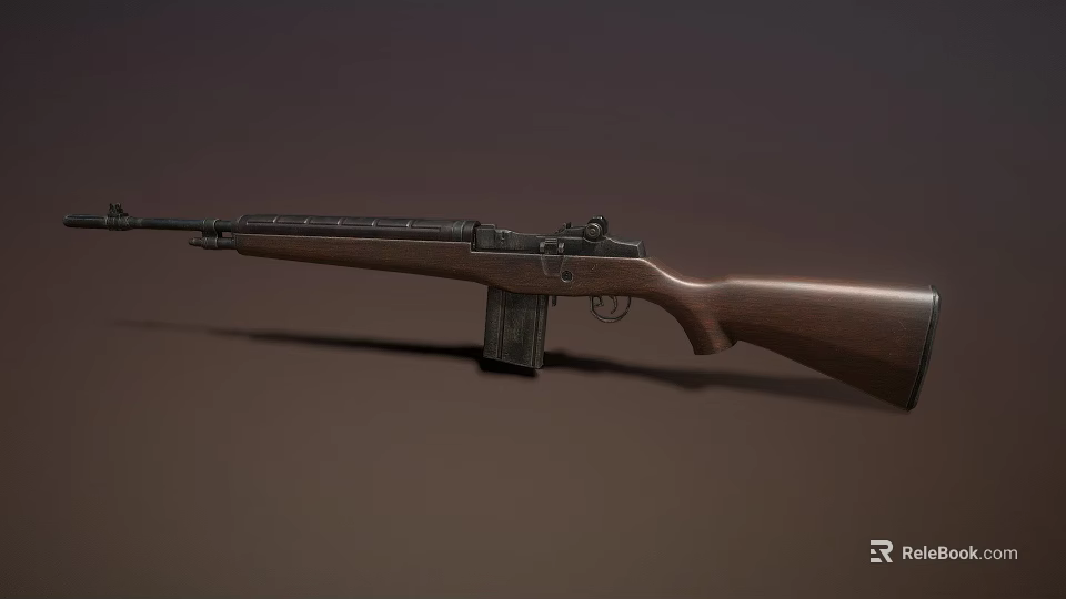Classic Vintage Rifle with Wooden Stock and Metal Components in Detailed Side View 3d model 