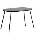 Modern Black Dining Table With Red Upholstered Metal Leg Chairs Set Design 3d model
