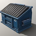 Public Facility Blue Trash Bin With Recycle Symbol And Number 42 3d model