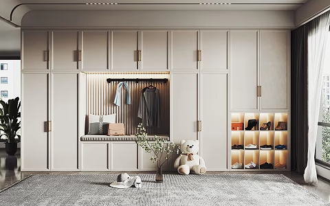 Modern Shoe Cabinet Decorative Cabinet Teddy Bear Ornaments 3d model