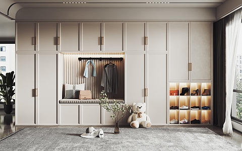 Modern Shoe Cabinet Decorative Cabinet Teddy Bear Ornaments 3d model