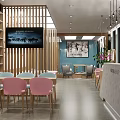 Modern Fashion Store Interior With Pink Chairs Counter Shelves And Pendant Lights