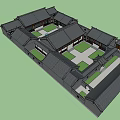Ancient Chinese Architecture With Traditional Roof Courtyard And Surrounding Green Trees