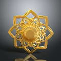 Golden Flower Shaped Decorative Household Ornament With Intricate Petal And Central Design