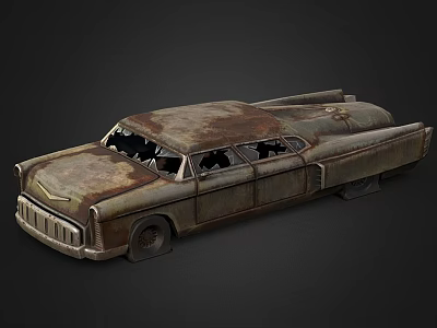 Rusty Vintage Old Car With Weathered Body Broken Windows And Retro Design 3d model