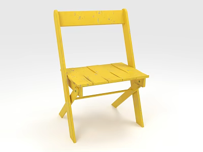 Yellow Wooden Folding Single Chair With Simple Design And Portable Structure 3d model