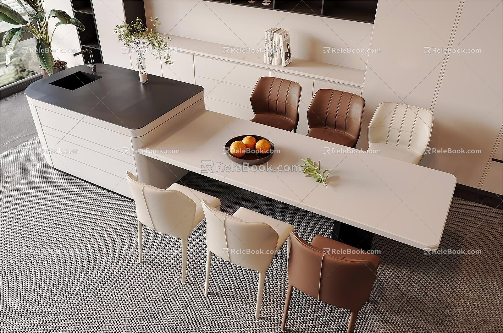 Modern Dining Table and Chair Combination Nakajima 3d model